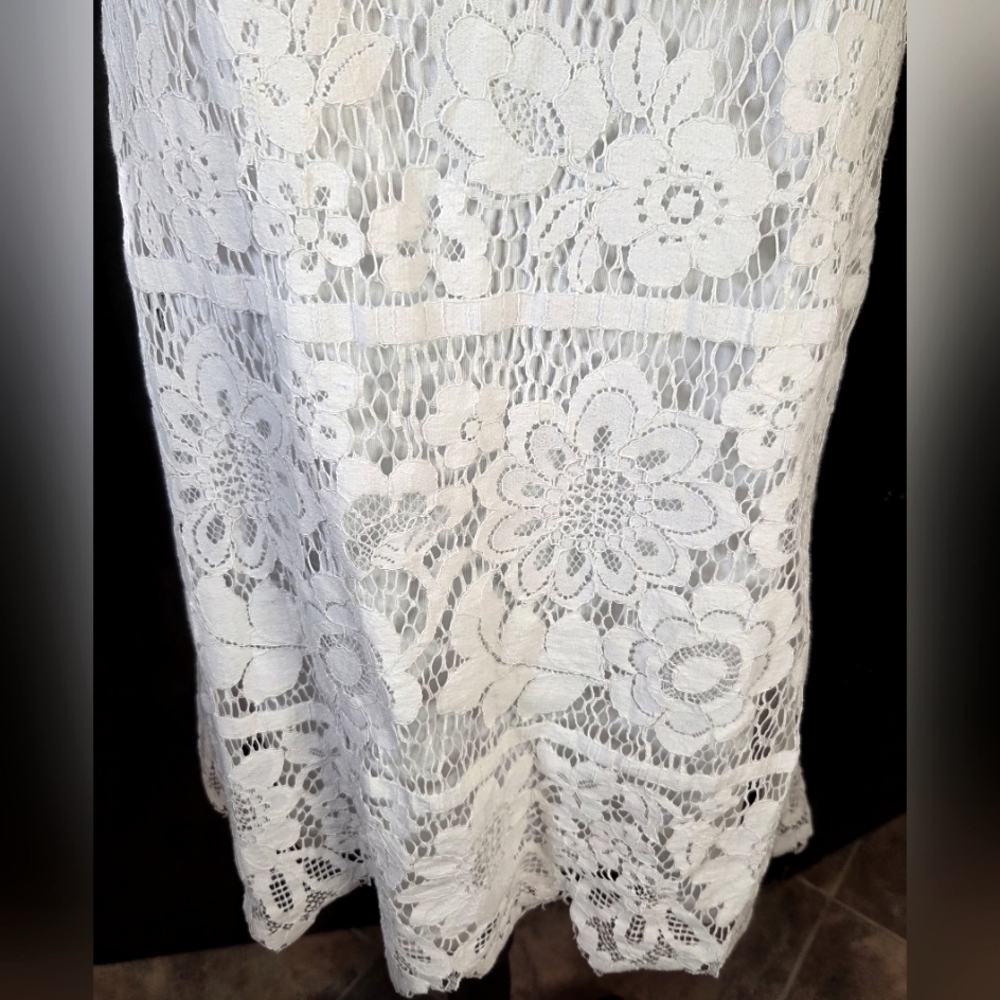 Skies Are Blue White Off The Shoulder Floral Lace Mini Dress S M Party - Picture 5 of 15